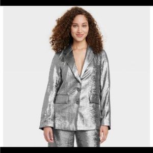 Metallic blazer and pants set